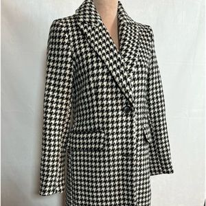 BCBG Women Coat, Black White Stripe Wool Coat